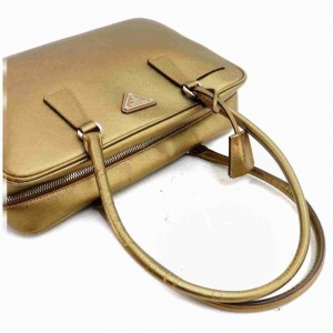 Prada Saffiano Lux Lago Two Way Bag Gold Hardware. White tag: 31