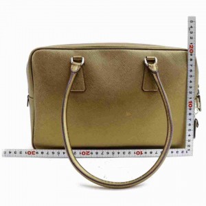 Prada Boston Bowler 860037 Gold Saffiano Leather Shoulder Bag
