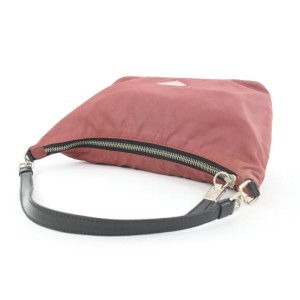 Prada Burgundy Nylon Tessuto Mini Bag Shoulder Baguette 3pr114