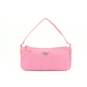 Prada Pink Tessuto Nylon Mini Baguette Wristlet Shoulder Bag 2pr113