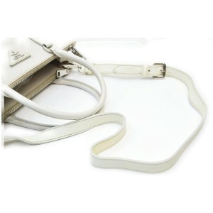 Prada Small White Saffiano Leather Luxe 2way Tote Bag 862499