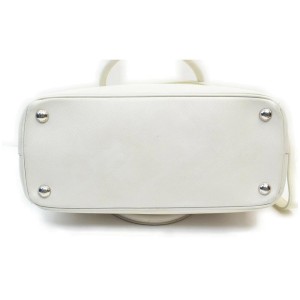 Prada Small White Saffiano Leather Luxe 2way Tote Bag 862499