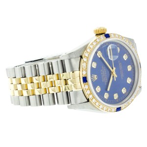 Rolex Datejust 16013 36mm Blue Diamond Sapphire Two-Tone Watch