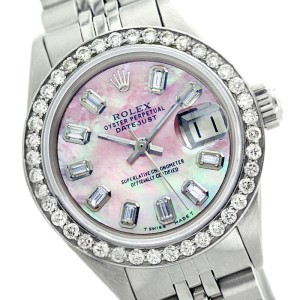 Rolex Datejust 69174 26mm Mother Of Pearl Diamond Baguette Watch