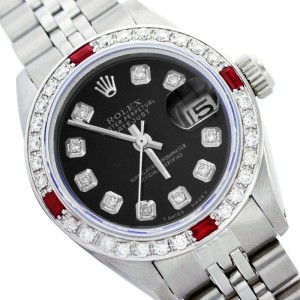 Rolex Datejust 6917 Stainless Steel Diamond & Ruby 26mm Womens Watch