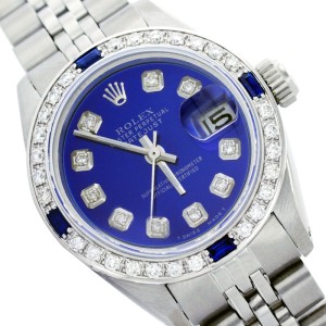 Rolex Datejust 6917 Stainless Steel Blue Dial Diamond & Sapphire 26mm Womens Watch