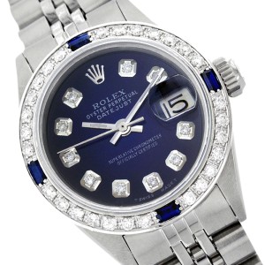 Rolex Datejust 69174 Stainless Steel, Diamond and Sapphire 26mm Womens Vintage Watch