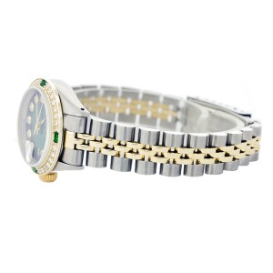 Rolex Datejust 69173 Yellow Gold Diamond and Emerald 26mm Womens Watch