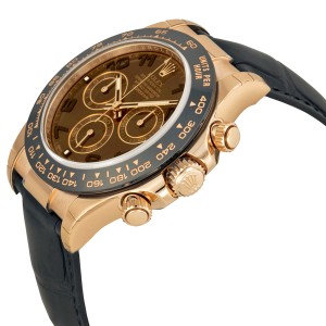 Rolex Cosmograph Daytona Chocolate Dial Ceramic Bezel Automatic Black Leather Men's Watch