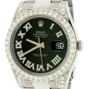 Rolex Datejust II 41mm Steel Watch 7.63CT Diamond 116300 Box Papers