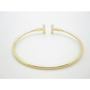 Tiffany & Co. 18k Yellow Gold Diamond T Wire Bangle Bracelet
