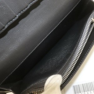 Saint Laurent YSL Black Leather Zippy Wallet Zip Around Continental 861977