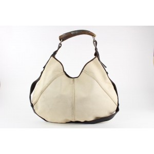 YVES SAINT LAURENT YSL Brown Leather Mombasa Horn Hobo Handbag One Shoulder  Bag