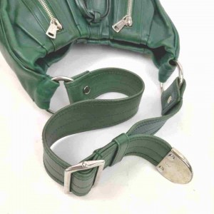 Saint Laurent Hobo Ysl Rive Gauche Zip 860077 Green Leather Shoulder Bag