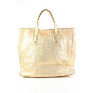 Saint Laurent Gold Metallic Leather Y Mail Large Tote Bag 45ysl122