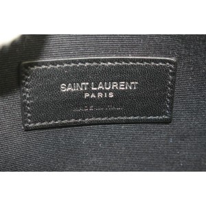 Saint Laurent YSL Black Calfskin Matelasse Chevron Monogram A5 Wristlet Bag 142ysl43
