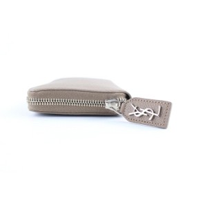 Saint Laurent Nude Taupe Pebbled Leather Rive Gauche Zip Around Wallet 118ysl428