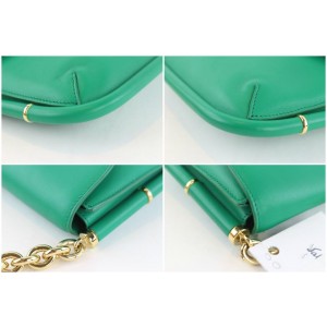 Salvatore Ferragamo Emerald Green Leather Gold Chain Flap 23MZ0