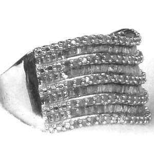 Sterling Silver and Diamond Wave Ring