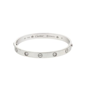 Cartier 18k White Gold Love Bracelet 4 Diamond size 17	