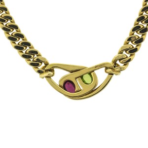 18k Yellow Gold Bvlgari Color Stone Necklace