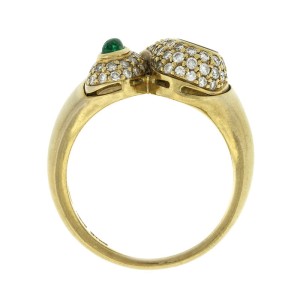 Chopard 18k Yellow Gold Emerald and Happy Diamond Ring