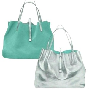 Tiffany & Co. Silver x Green Reversible Tote with Pouch 857949