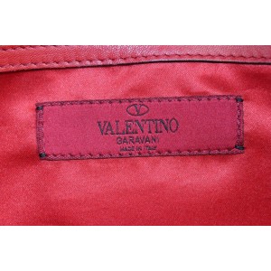 Valentino Red Leather Beaded Sequin Shopper Tote 69val423