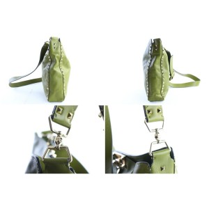 Valentino Messenger Hobo Rockstud Utilitarian 10mr0625 Green Leather Cross Body Bag