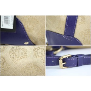 Versace Medusa 2way Jacquard Vitello 1mt914 Beige X Blue Canvas Shoulder Bag