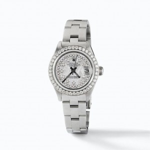 Rolex Datejust Ladies Automatic Stainless Steel 26mm Oyster Watch w/White MOP Diamond Dial & Diamond Bezel
