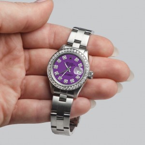 Rolex Datejust Ladies Automatic Stainless Steel 26mm Oyster Watch w/Sangria Purple Dial & Bezel