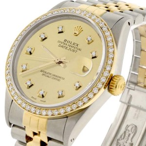 Rolex Datejust 2-Tone 18K Gold/SS 36mm Automatic Jubilee Watch with Champagne Diamond Dial & Bezel