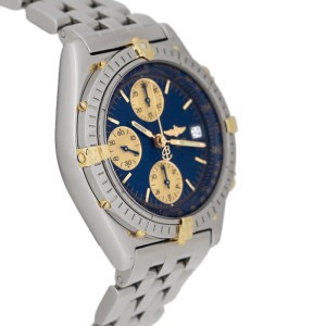 Breitling Chronomat  B13050.1 Chronograph Two-Tone Gold Stainless 38mm Blue Mens Watch