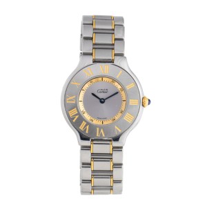 Cartier Must de 21 1330 18K Yellow Gold & Stainless Steel Silver Dial 31mm Watch