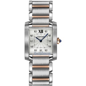 Cartier Tank Francaise Silver Dial Steel and 18kt Pink Gold Ladies Watch