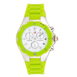 Michele Tahitian Jelly Bean Stainless Steel & Green Silicone 40mm Womens Watch