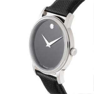 Movado Museum 2100002 Black Dial Black Leather Strap 38mm Mens Watch