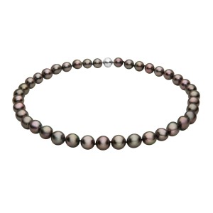 14k White Gold Tahitian Black Cultured Pearl Necklace