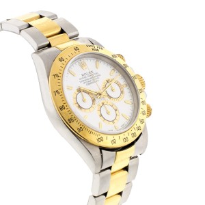 Rolex Daytona Cosmograph 16523 40mm Steel Gold White Watch	