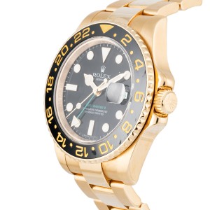 Rolex GMT Master II 116718BKSO Black Index Dial Oyster Bracelet 18K Yellow Gold 40mm Mens Watch
