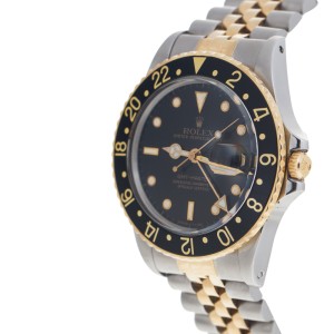 Rolex GMT-Master 16753 Stainless Steel and 18K Yellow Gold Black Dial 40mm Watch