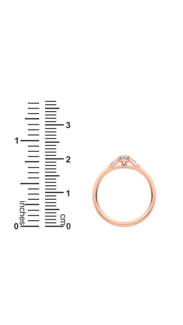 0.30 Ct Cushion and Baguette Cut Petite Lab Grown Diamond Ring in 14K Rose Gold 