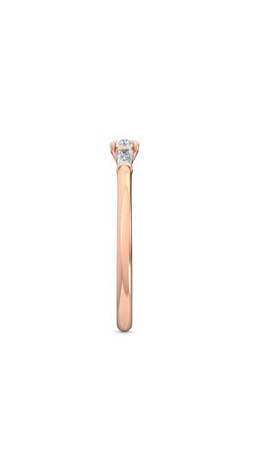 0.30 Ct Horizontal Oval and Baguette Cut Petite Lab Grown Diamond Ring in 14K Rose Gold (E-F, VS1-VS2, 0.30 cttw) by MadeForUs