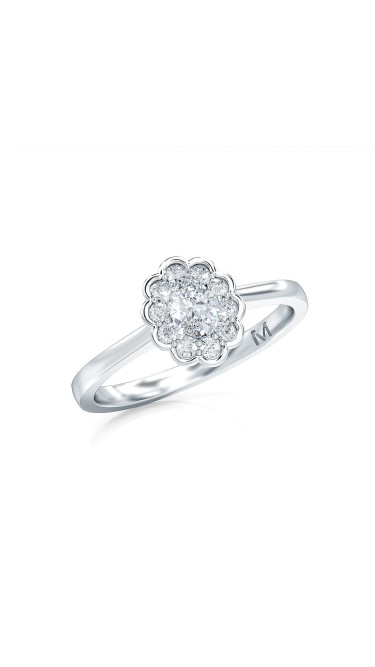 MadeForUs 1.00 Ct Oval Cut Lab Grown Diamond Halo Flower Ring in 14K White Gold (E-F, VS1-VS2, 1.00 cttw)