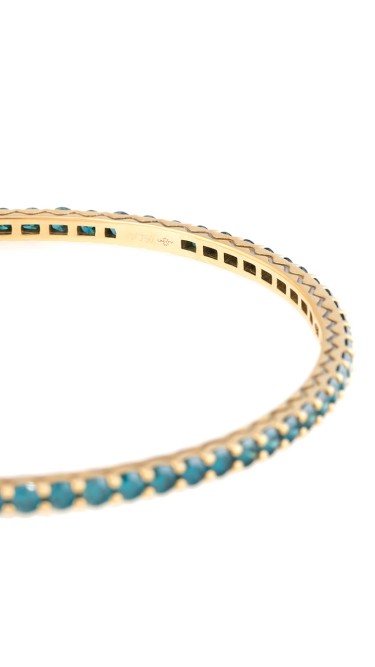 18K Yellow Gold Handset Blue Diamonds Pesak Bracelet