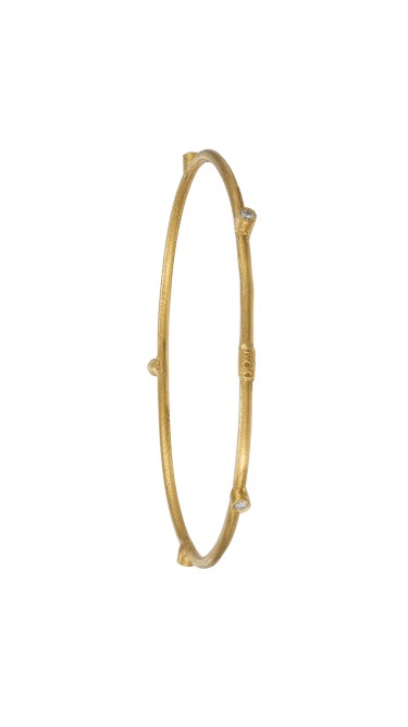 Yossi Harari Jewelry 24k Gold 5 Diamond Jane Stack Bangle