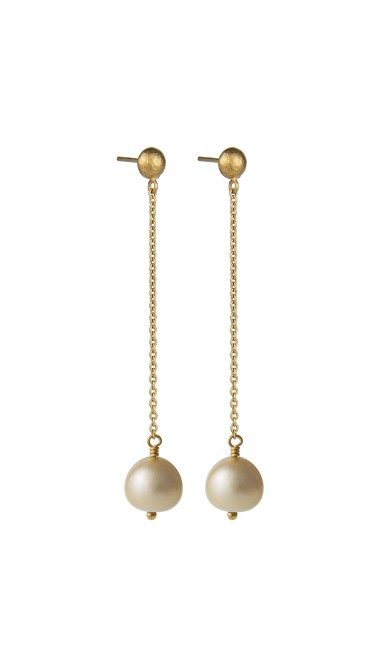 Yossi Harari Jewelry Roxanne 18k Gold Cultured Pearl Chain Mica Earrings
