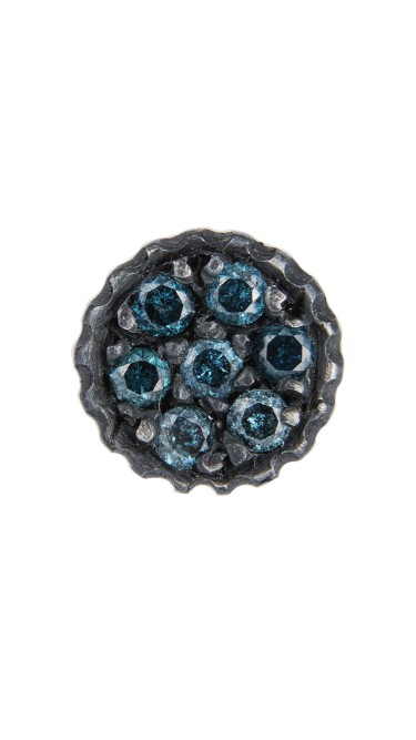 Yossi Harari Jewelry Oxidized Gilver Blue Diamond Lilah Earrings
