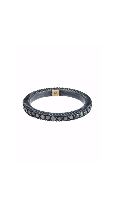 Yossi Harari Jewelry Lilah Oxidized Gilver Black Diamond Band Size 6
